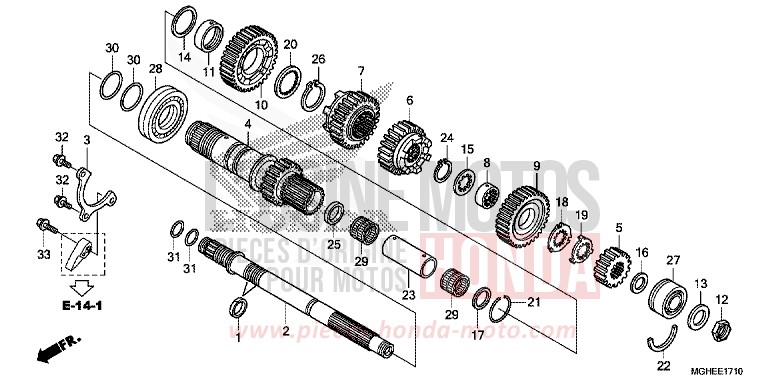 TRANSMISSION (VFR1200XD/XDA/XDL/XDS) (MAINSHAFT) for VFR1200X Dual Clutch MAT TITANIUM BLADE METALLIC (YR327) from 2014